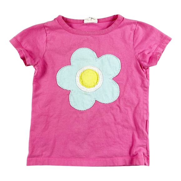 Mini Boden Pink Flower Applique Tee size 3 4 - Picture 1 of 8